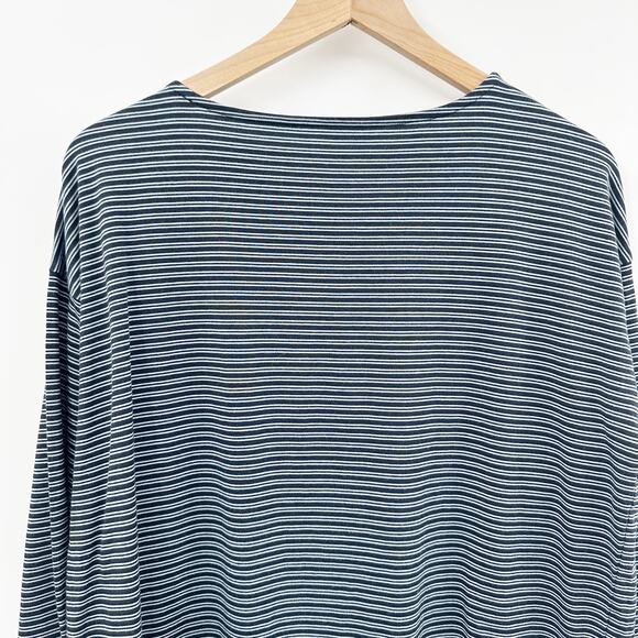 J. Jill‎ Luxe Supima Cotton Tunic Top in Navy Blue Stripe Size Medium Petite - Picture 4 of 6